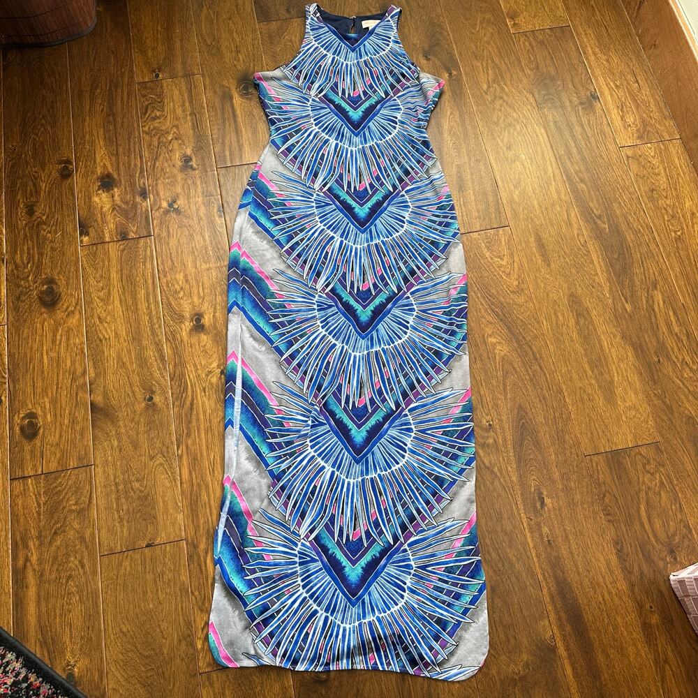 ❌SOLD❌ Mara Hoffman Swim Rising Palm blue print maxi column body con dress med - Picture 4 of 16